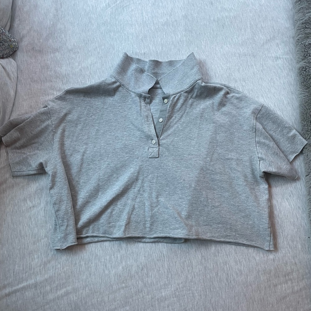 Aerie Heather Gray Polo Shirt